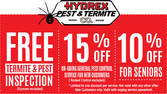 Hydrex coupon for free termite and pest inspection in Glendale and Pasadena Area 